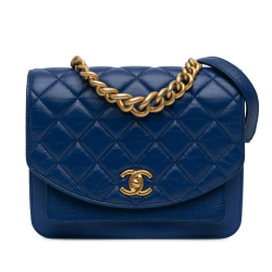 Chanel AB Chanel Blue Calf Leather Small Quilted skin Chain Handle Flap Italy