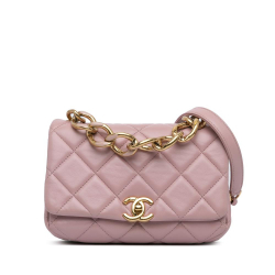 Chanel B Chanel Pink Lily Lambskin Leather Leather Small Quilted Lambskin Color Match Flap Italy