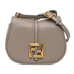 Fendi AB Fendi Gray Calf Leather Mini C’mon Crossbody Italy