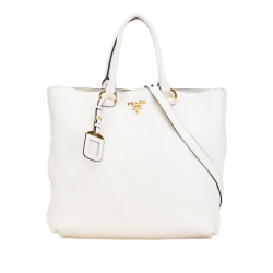 Prada B Prada White Calf Leather Vitello Daino Satchel Italy