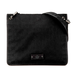 Gucci B Gucci Black Canvas Fabric GG Crossbody Italy