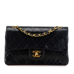 Chanel B Chanel Black Lambskin Leather Leather Small Classic Lambskin Double Flap France