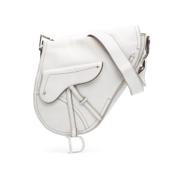 Christian Dior B Dior White Calf Leather Baudrier Saddle Italy