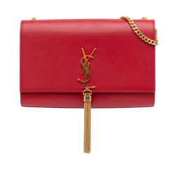 Saint Laurent B Saint Laurent Red Calf Leather Medium Smooth skin Classic Monogram Kate Tassel Crossbody Italy