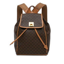 Celine AB Celine Brown Coated Canvas Fabric Macadam Backpack Italy