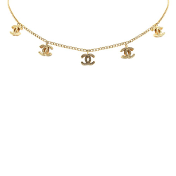 Chanel AB Chanel Gold Gold Plated Metal CC Logo Pendant Necklace France