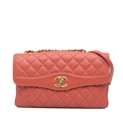 Chanel B Chanel Pink Salmon Lambskin Leather Leather Large Lambskin Daily Companion Flap Italy