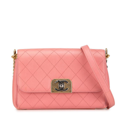 Chanel B Chanel Pink Calf Leather Quilted skin Straight Lined Flap Italy