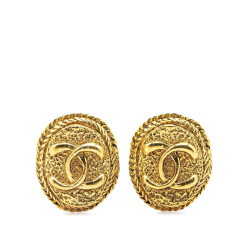 Chanel B Chanel Gold Gold Plated Metal CC Clip On Earrings France