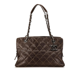 Chanel B Chanel Brown Dark Brown Calf Leather Small Quilted Caviar Chic Tote Italy