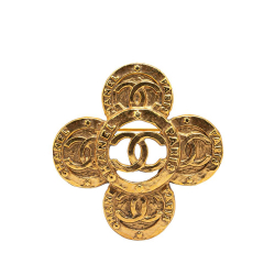 Chanel B Chanel Gold Gold Plated Metal CC Clover Brooch France