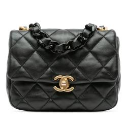 Chanel B Chanel Black Lambskin Leather Leather Mini Quilted Lambskin Candy Chain Flap Italy