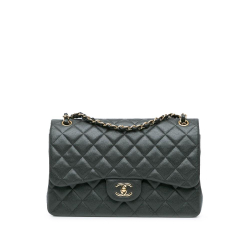 Chanel B Chanel Gray Dark Gray Caviar Leather Leather Jumbo Classic Caviar Double Flap France