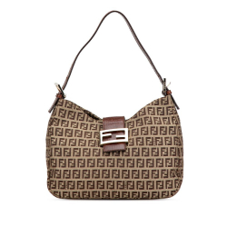 Fendi B Fendi Brown Light Brown Canvas Fabric Zucchino Shoulder Bag Italy