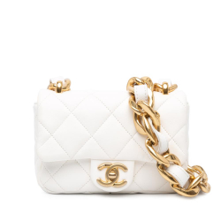 Chanel AB Chanel White Lambskin Leather Leather Mini Quilted Lambskin Funky Town Flap Italy