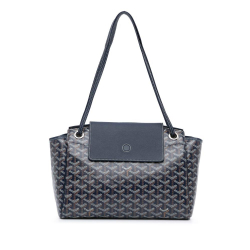 Goyard AB Goyard Blue Navy Coated Canvas Fabric Goyardine Rouette Souple PM France