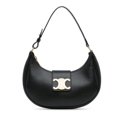 Celine B Celine Black Calf Leather Medium Triomphe Ava Shoulder Bag Italy