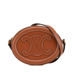 Celine AB Celine Brown Calf Leather Small skin Cuir Triomphe Oval Crossbody Italy