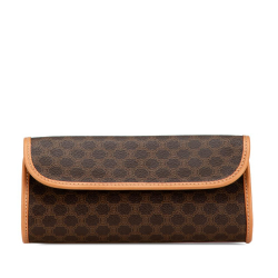 Celine B Celine Brown Coated Canvas Fabric Macadam Clutch Italy