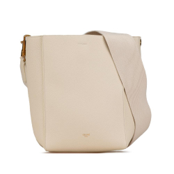 Celine B Celine White Ivory Calf Leather Small Seau Sangle Italy