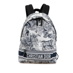 Christian Dior AB Dior Blue Navy Nylon Fabric Small Technical Toile De Jouy Diortravel Backpack Italy