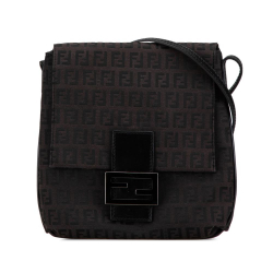 Fendi B Fendi Black Canvas Fabric Zucchino Crossbody Italy