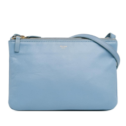 Celine B Celine Blue Light Blue Calf Leather Small Trio Crossbody Italy