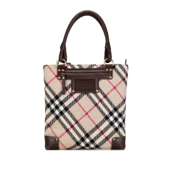 Burberry B Burberry Brown Wool Fabric Supernova Check Tote Italy