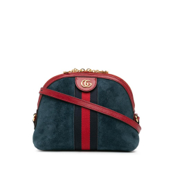 Gucci AB Gucci Blue Navy Suede Leather Small Ophidia Dome Crossbody Italy