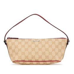 Gucci AB Gucci Brown Beige Canvas Fabric GG Boat Italy