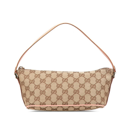 Gucci AB Gucci Brown Canvas Fabric GG Boat Italy