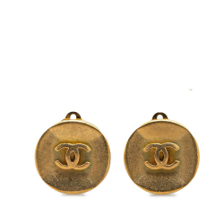 Chanel B Chanel Gold Gold Plated Metal CC Clip On Earrings France