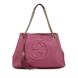 Gucci B Gucci Pink Dark Pink Calf Leather Medium Soho Chain Tote Italy