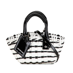 Balenciaga AB Balenciaga White with Black Chemical Fiber Fabric XXS Faux Leather Bistro Basket Bag Italy