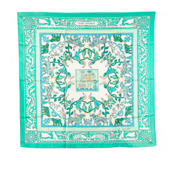 Hermès B Hermès Green Silk Fabric Early America Scarf France