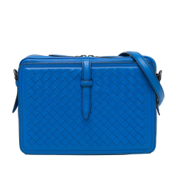 Bottega Veneta B Bottega Veneta Blue Nappa Leather Leather Intrecciato Nappa Belt Flap Camera Bag Italy