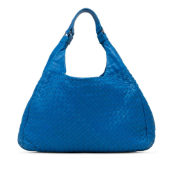 Bottega Veneta B Bottega Veneta Blue Calf Leather Large Intrecciato Campana Hobo Italy