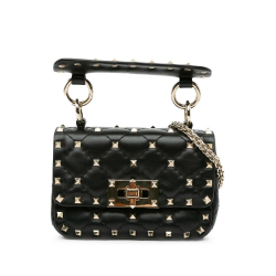 Valentino AB Valentino Black Calf Leather Micro skin RockStud Spike Satchel Italy