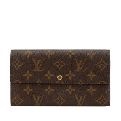 Louis Vuitton B Louis Vuitton Brown Monogram Canvas Canvas Monogram Sarah Long Wallet France