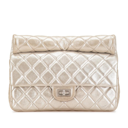 Chanel B Chanel Gold Calf Leather Reissue 2.55 Metallic skin Reissue Roll Clutch Italy