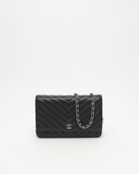 Chanel Caviar Chevron Wallet On Chain Bag