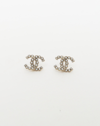 Chanel Coco Mark Earrings Pearl Rhinestone Earrings