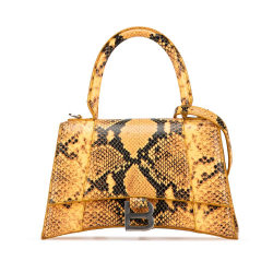 Balenciaga AB Balenciaga Yellow Calf Leather Small Python Embossed Hourglass Top Handle Bag Italy