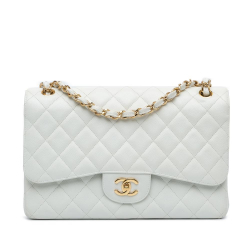 Chanel B Chanel White Off White Caviar Leather Leather Jumbo Classic Caviar Double Flap Italy