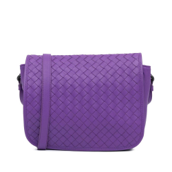 Bottega Veneta B Bottega Veneta Purple Nappa Leather Leather Nappa Intrecciato Crossbody Italy