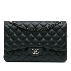 Chanel B Chanel Black Caviar Leather Leather Jumbo Classic Caviar Double Flap Italy