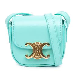 Celine B Celine Blue Turquoise Calf Leather Mini skin Triomphe Crossbody Italy