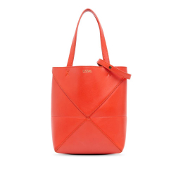 Loewe AB LOEWE Red Calf Leather Mini Puzzle Fold Tote Spain