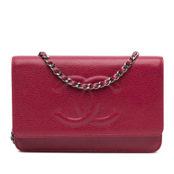 Chanel B Chanel Pink Dark Pink Caviar Leather Leather CC Caviar Wallet On Chain Italy