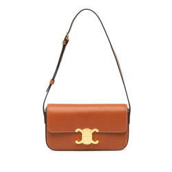 Celine B Celine Brown Calf Leather Triomphe Claude Shoulder Bag Italy